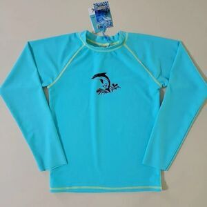 Heat Girl's Aqua Long Sleeve Rashguard Swim Shirt
